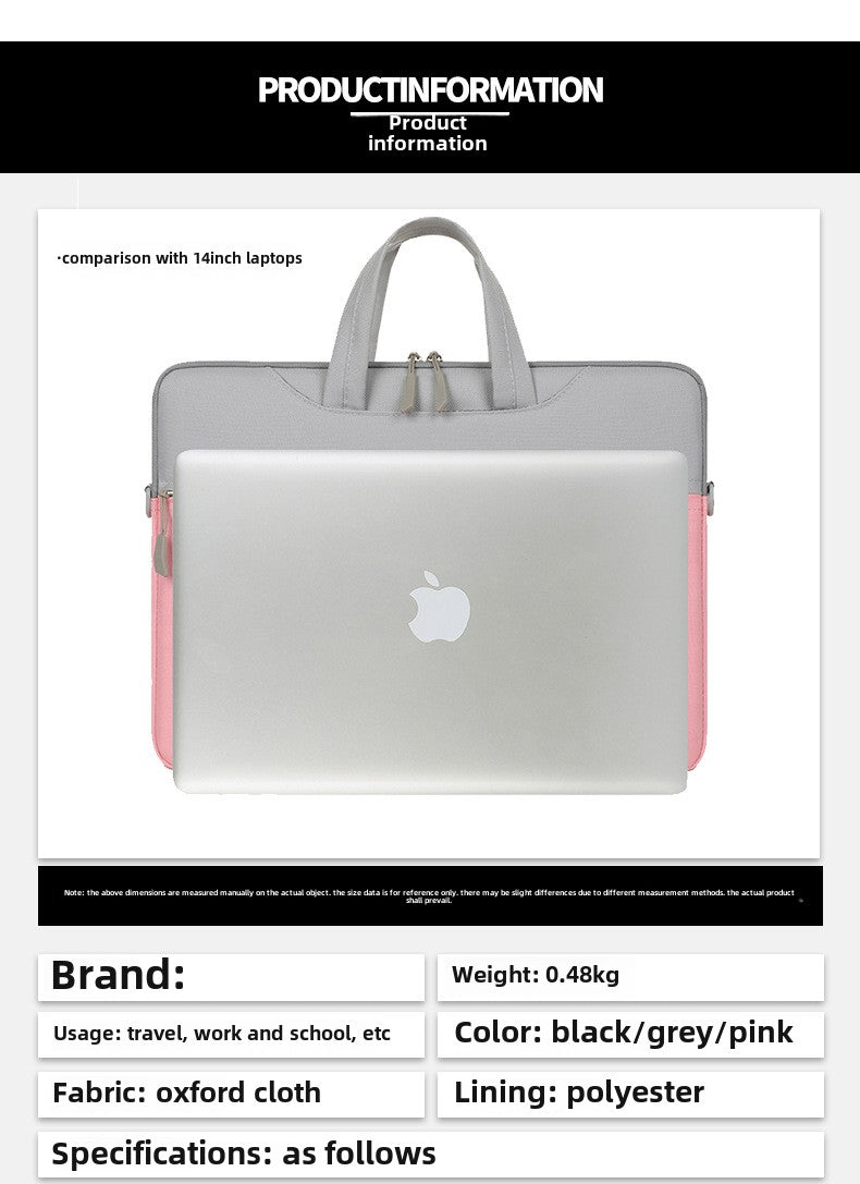 Waterproof Contrast Color Shoulder Laptop Bag