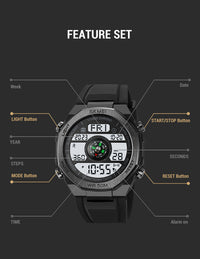 Thumbnail for Pedometer Countdown Sport Digital Men 50M Waterproof Calendar Calorie Wristwatch