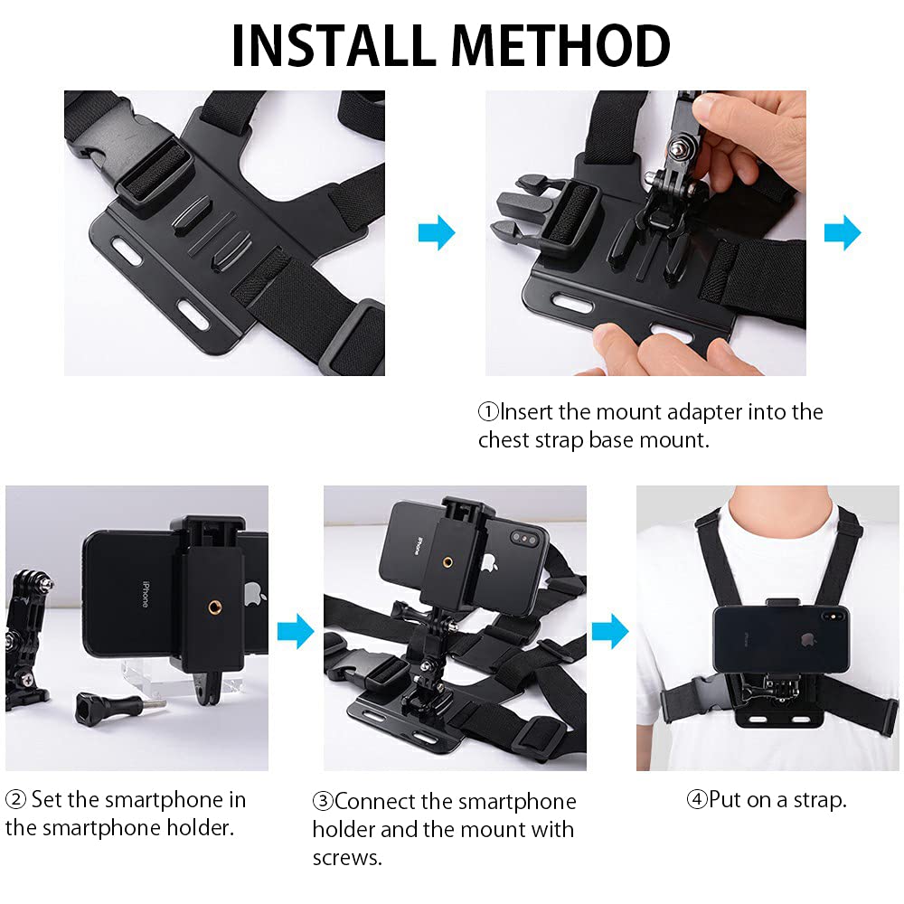 Anti-Slide 360° Rotary Mobile Phone Chest Strap Holder (for Video Recording & Camera Harness)