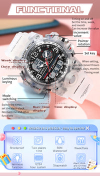 Thumbnail for Waterproof Shock Sports Military Quartz Watch For Male Digital Wristwatch