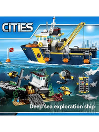 Thumbnail for 774pcs City Deep Sea Exploration Vessel Submarine Scuba Scooter Shipwreck Shark Building Block Toys Compatible With Model prese