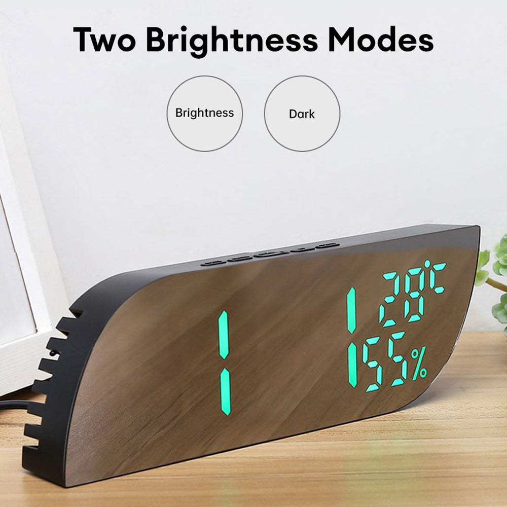 LED Mirror Digital Alarm Clock w/ Temp-Humidity & Date