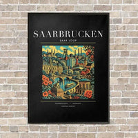 Thumbnail for SAARBRUCKEN - Poster - Canvas Framed - Black