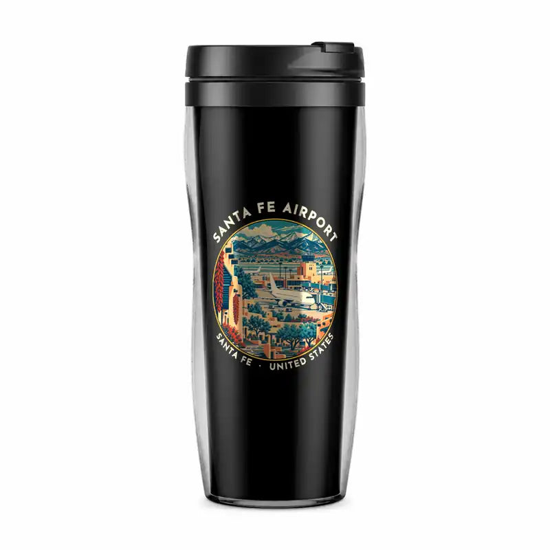 Santa Fe Municipal Airport (SAF) Travel Mugs - Badge - Plastic (No Holder) - Black