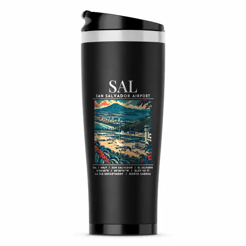 Aeropuerto Internacional de El Salvador San Óscar Arnulfo Romero y Galdámez (SAL) Travel Mugs - Poster - Stainless Steel (No Holder) - Black