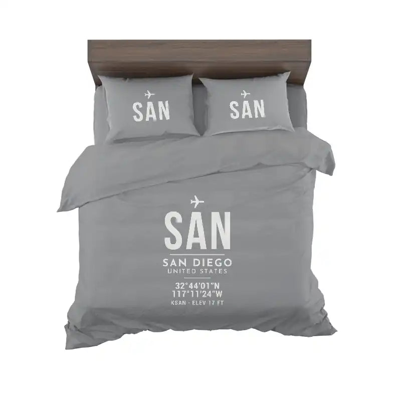 San Diego International Airport (SAN) Bedding Sets & Blankets - Bedding Set - ID Tag - Gray