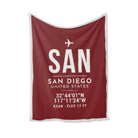 Thumbnail for San Diego International Airport (SAN) Bedding Sets & Blankets - Blanket - ID Tag - Dark Red