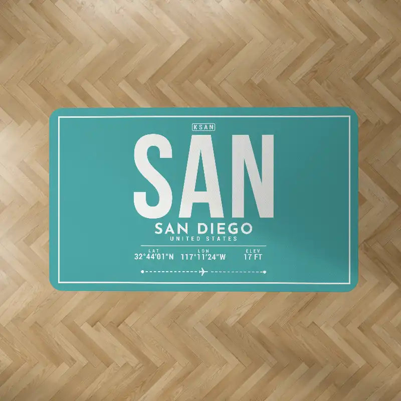 San Diego International Airport (SAN) Carpets - Carpet Rectangle - ID Tag - Turquoise