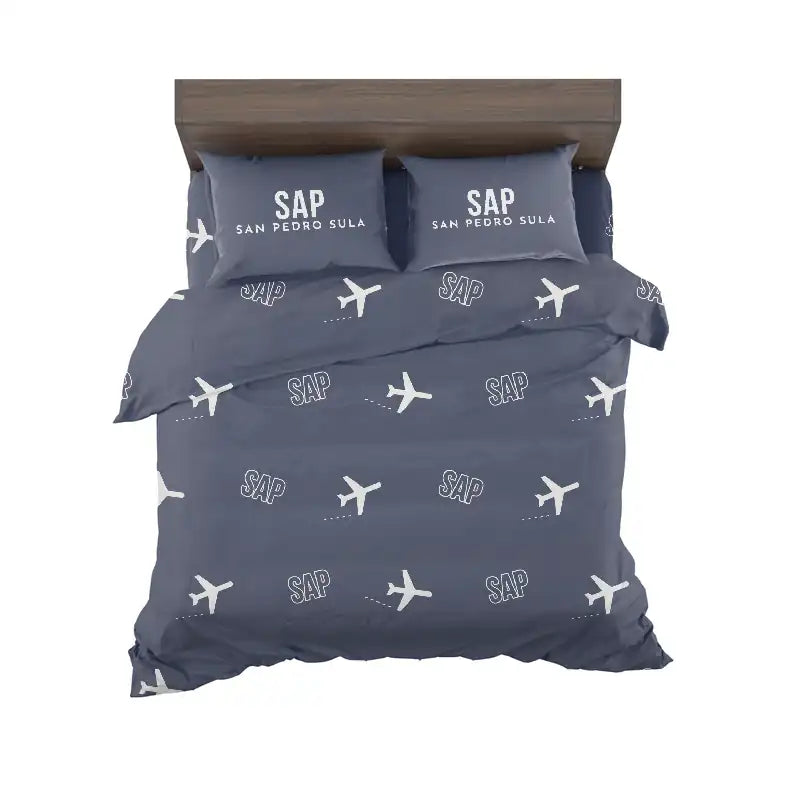 Ramón Villeda Morales International Airport (SAP) Bedding Sets & Blankets - Bedding Set - Pattern - Navy Blue