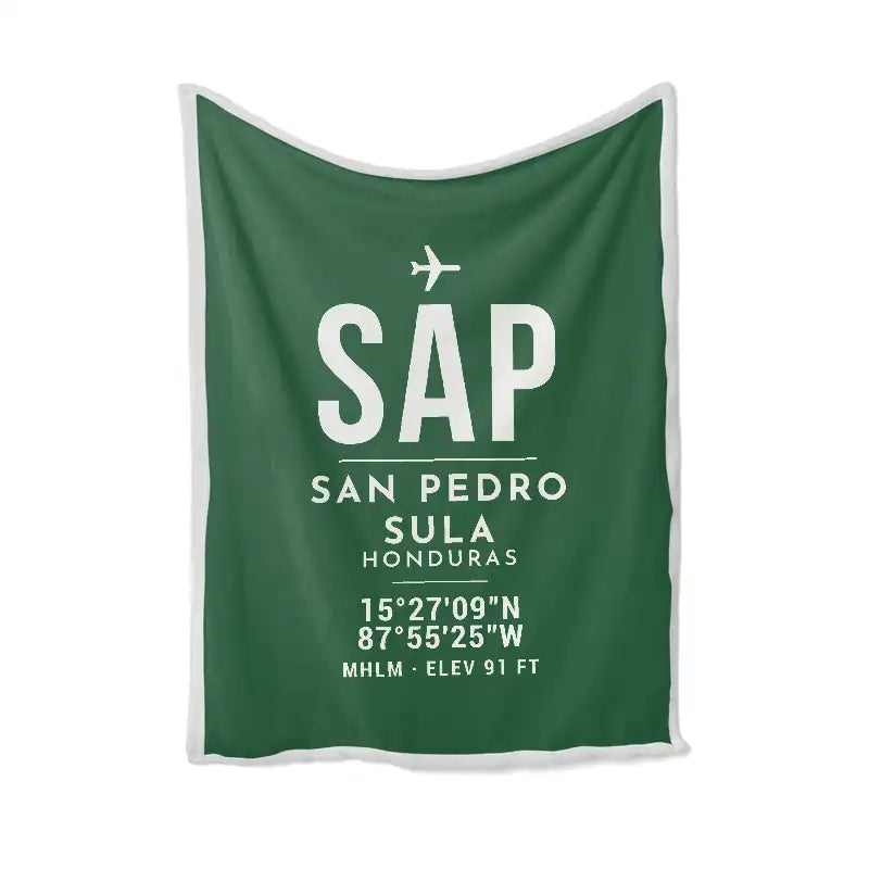 Ramón Villeda Morales International Airport (SAP) Bedding Sets & Blankets - Blanket - ID Tag - Green