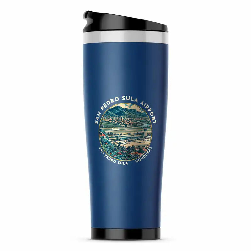 Ramón Villeda Morales International Airport (SAP) Travel Mugs - Badge - Stainless Steel (No Holder) - Blue