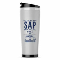 Thumbnail for Ramón Villeda Morales International Airport (SAP) Travel Mugs - Boarding Pass - Stainless Steel (No Holder) - Light Gray
