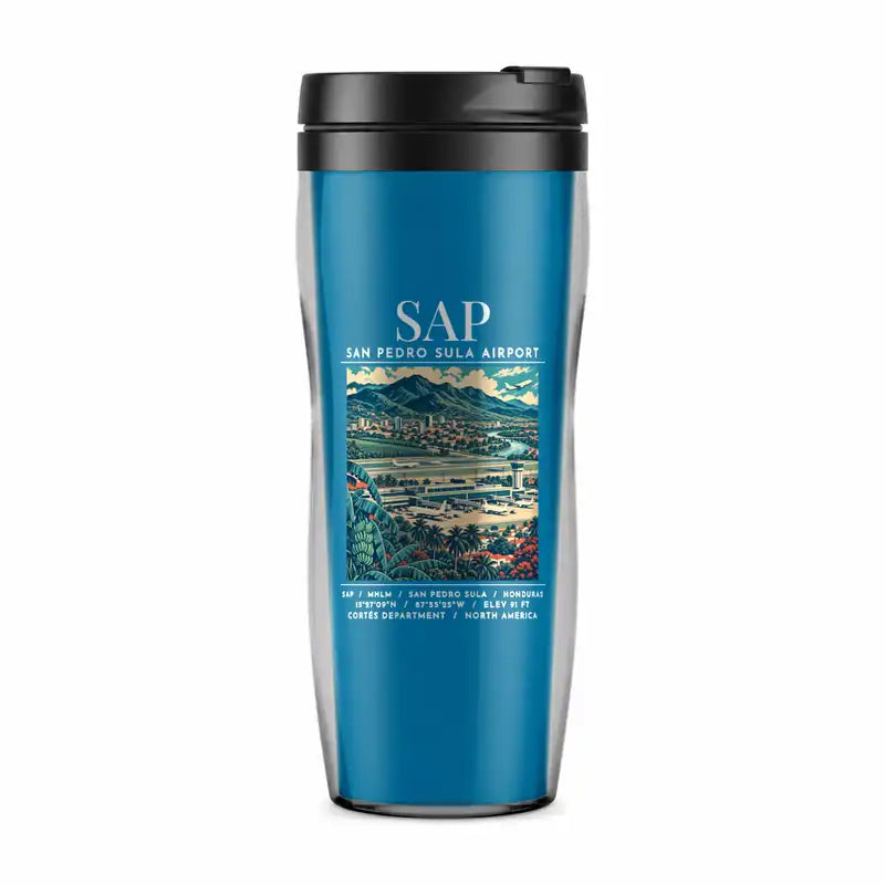 Ramón Villeda Morales International Airport (SAP) Travel Mugs - Poster - Plastic (No Holder) - Light Blue