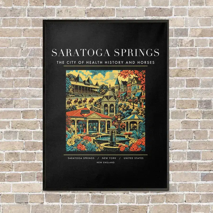 SARATOGA SPRINGS - Poster - Canvas Framed - Black