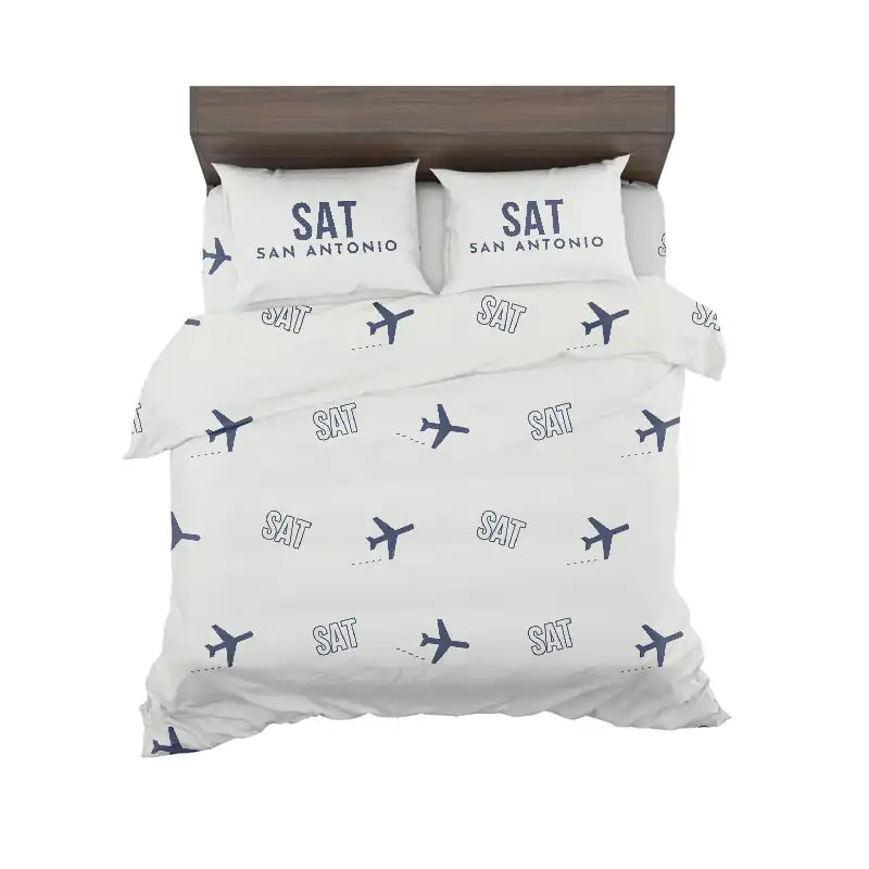 San Antonio International Airport (SAT) Bedding Sets & Blankets - Bedding Set - Pattern - White