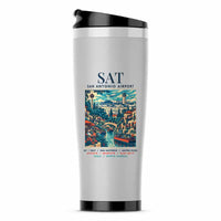 Thumbnail for San Antonio International Airport (SAT) Travel Mugs - Poster - Stainless Steel (No Holder) - Light Gray