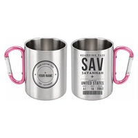 Thumbnail for Savannah-Hilton Head International Airport (SAV) Stainless Steel Mugs - Boarding Pass + Custom Back - Outdoors Mug - Pink