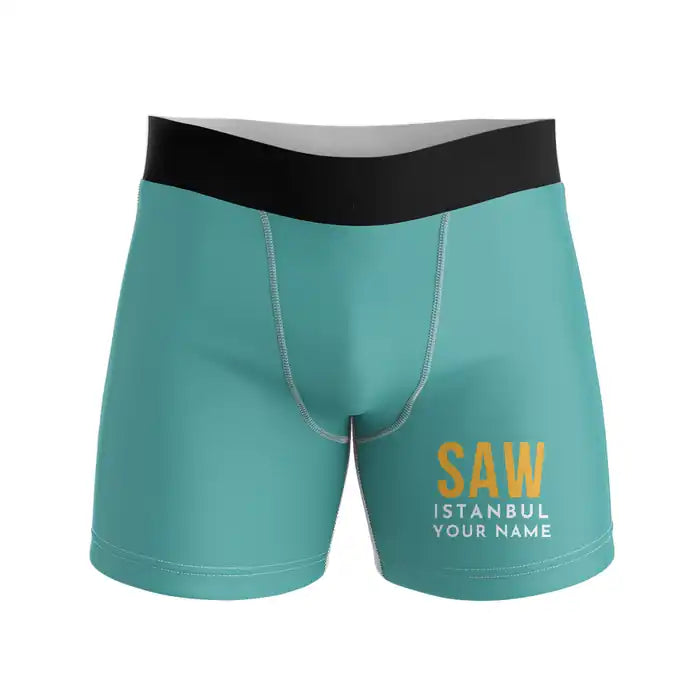 Istanbul Sabiha Gokcen International Airport (SAW) Men Boxers - Code + Name - Turquoise