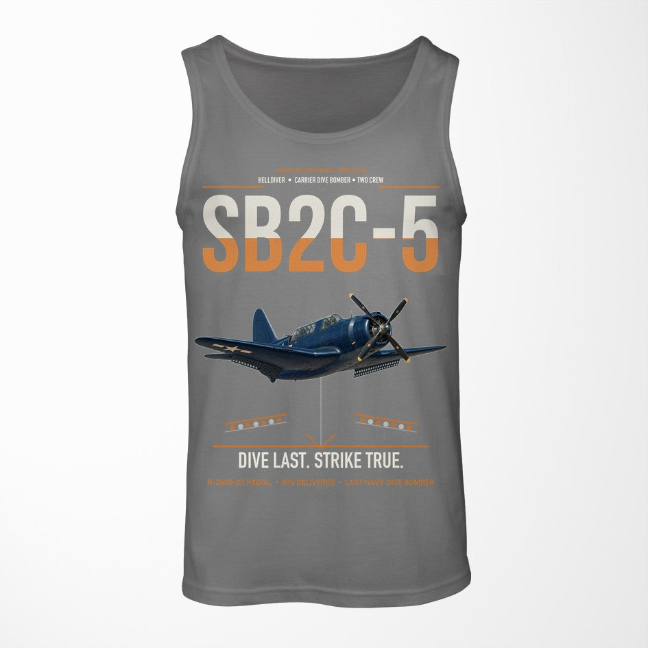 SB2C-5 Helldiver design on gray tank top