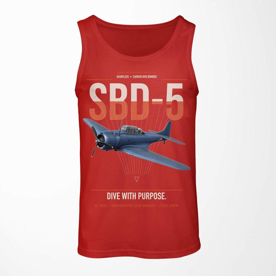 SBD-5 Dauntless design on red tank top