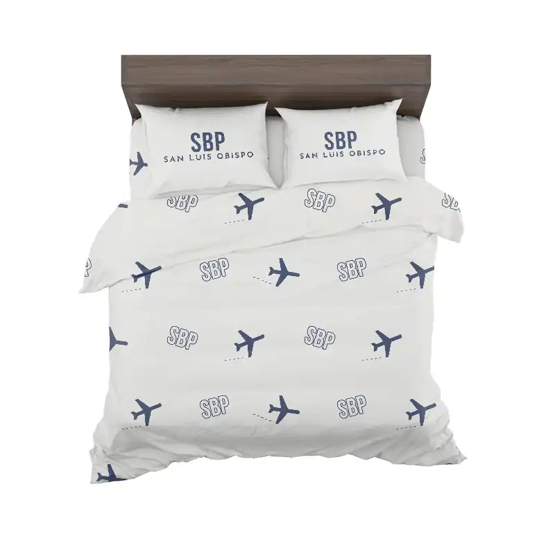 San Luis Obispo County Regional Airport (SBP) Bedding Sets & Blankets - Bedding Set - Pattern - White