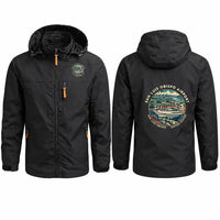 Thumbnail for San Luis Obispo County Regional Airport (SBP) Stylish Jackets - Hooded Windbreaker - Badge - Black