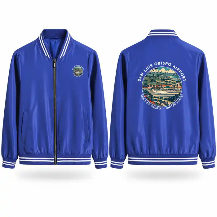 San Luis Obispo County Regional Airport (SBP) Stylish Jackets - Baseball Collar - Badge - Royal Blue