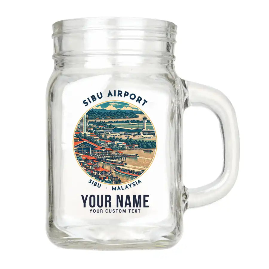 Sibu Airport (SBW) Glasses - Badge + Name - Cocktail Glass (Mason Jar)