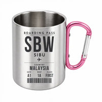 Thumbnail for Sibu Airport (SBW) Stainless Steel Mugs - Boarding Pass - Outdoors Mug - Pink