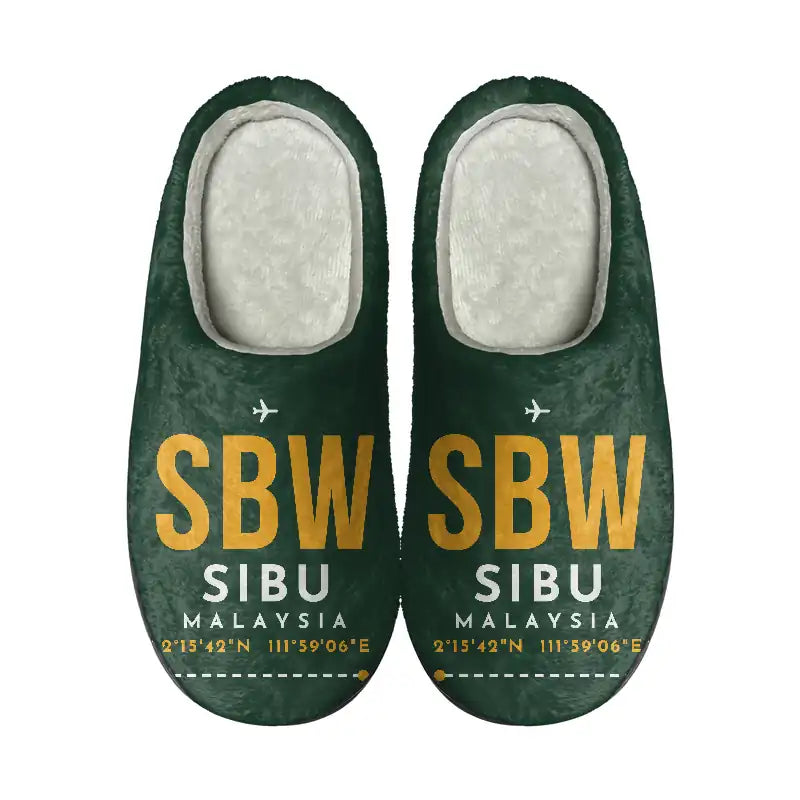 Sibu Airport (SBW) Slippers & Flip Flops - Slippers - Cotton - Code - Same - Dark Green