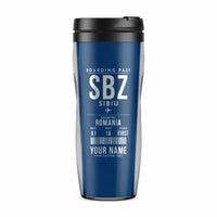 Thumbnail for Sibiu International Airport (SBZ) Travel Mugs - Boarding Pass + Name - Plastic (No Holder) - Blue