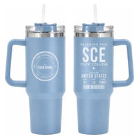 Thumbnail for State College Regional Airport (SCE) Stainless Steel Mugs - Boarding Pass + Custom Back - 40oz Car Mug - Light Blue