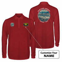 Thumbnail for Santiago Arturo Merino Benitez International Airport (SCL) Premium Polo T-Shirts - Badge + Name - Long Sleeve - Dark Red