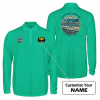 Thumbnail for Santiago Arturo Merino Benitez International Airport (SCL) Premium Polo T-Shirts - Badge + Name - Long Sleeve - Green