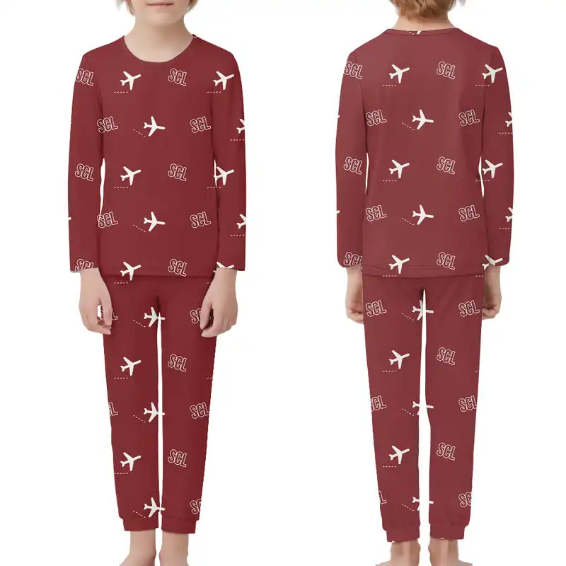 Santiago Arturo Merino Benitez International Airport (SCL) Pajamas - Children Pajamas - Dark Red