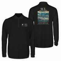 Thumbnail for Santiago Arturo Merino Benitez International Airport (SCL) Premium Polo T-Shirts - Poster - Long Sleeve - Black