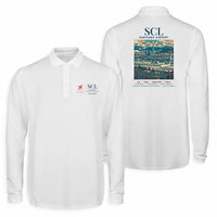 Thumbnail for Santiago Arturo Merino Benitez International Airport (SCL) Premium Polo T-Shirts - Poster - Long Sleeve - White