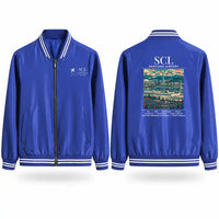 Thumbnail for Santiago Arturo Merino Benitez International Airport (SCL) Stylish Jackets - Baseball Collar - Poster - Royal Blue