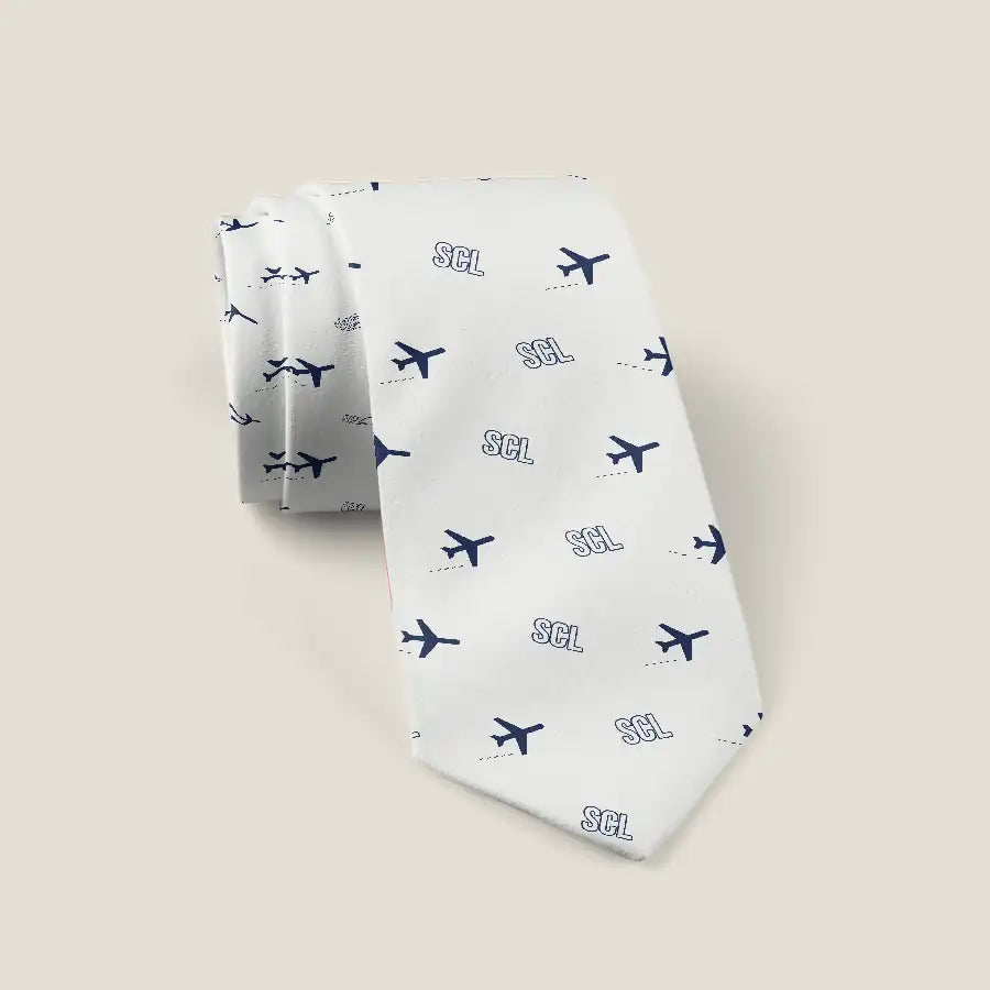 Santiago Arturo Merino Benitez International Airport (SCL) Ties - Tie - Pattern - White