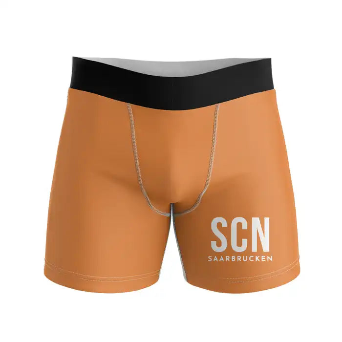 Saarbrucken Airport (SCN) Men Boxers - Code - Orange