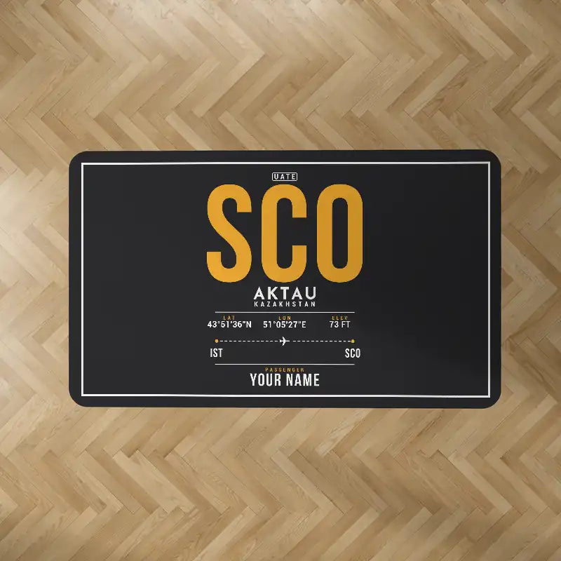 Aktau Airport (SCO) Carpets - Carpet Rectangle - ID Tag + Name - Black