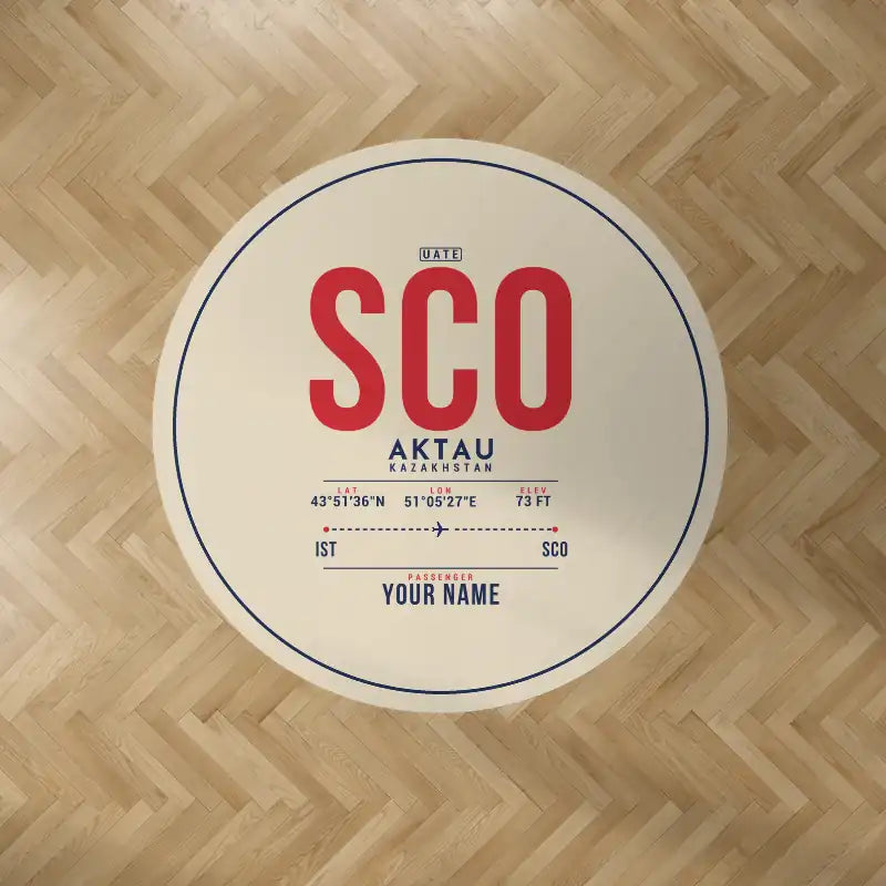 Aktau Airport (SCO) Carpets - Carpet Round - ID Tag + Name - Beige