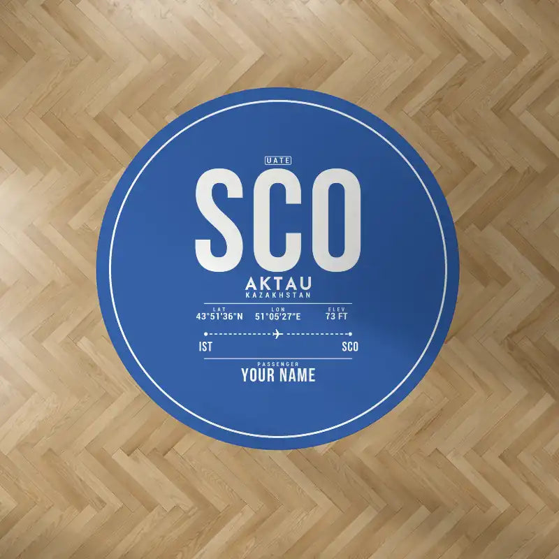 Aktau Airport (SCO) Carpets - Carpet Round - ID Tag + Name - Blue