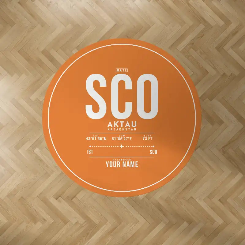 Aktau Airport (SCO) Carpets - Carpet Round - ID Tag + Name - Orange