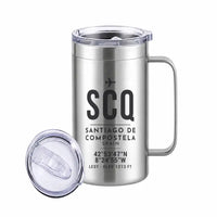Thumbnail for Santiago de Compostela Airport (SCQ) Stainless Steel Mugs - ID Tag - Stainless Steel Mug - 24 oz / 700ML - Silver