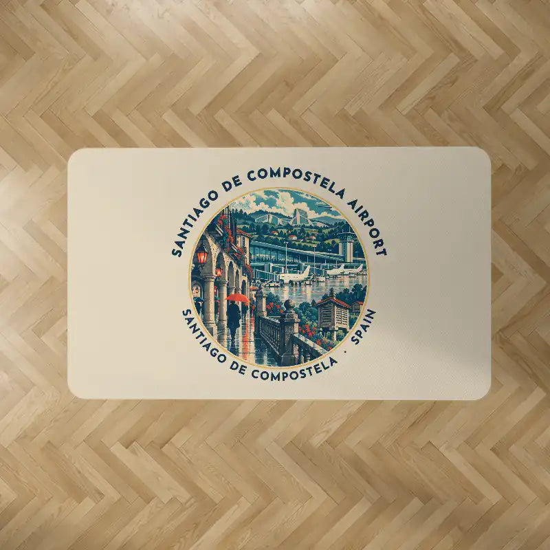 Santiago de Compostela Airport (SCQ) Carpets - Carpet Rectangle - Badge - Beige