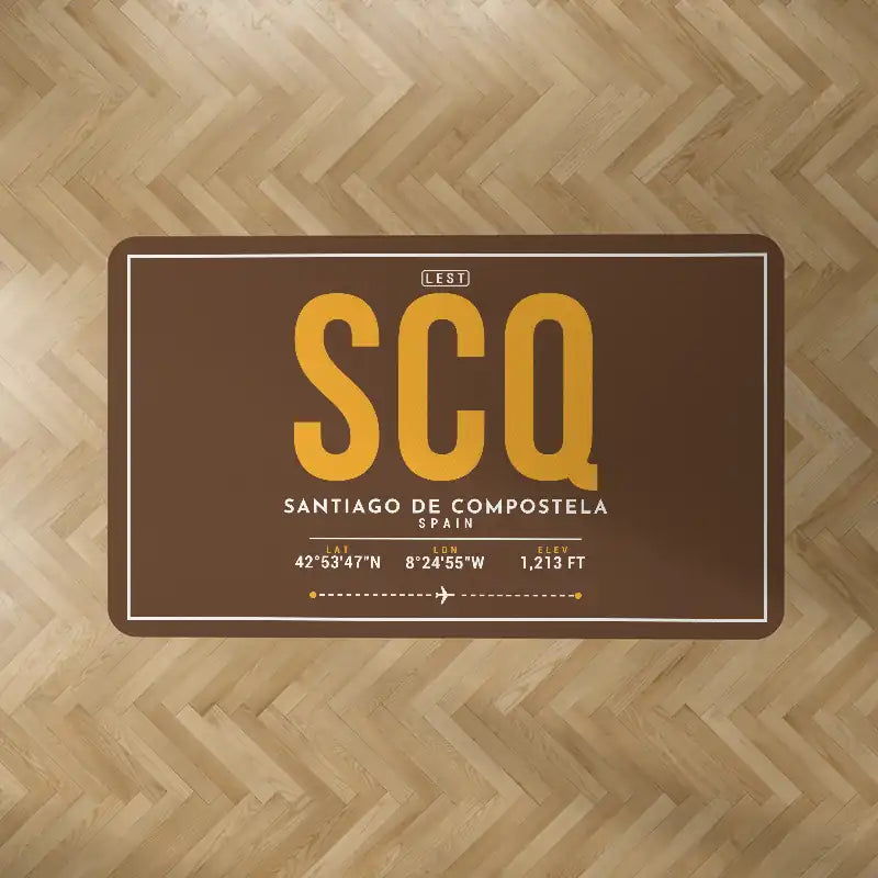 Santiago de Compostela Airport (SCQ) Carpets - Carpet Rectangle - ID Tag - Brown