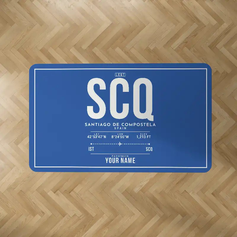 Santiago de Compostela Airport (SCQ) Carpets - Carpet Rectangle - ID Tag + Name - Blue