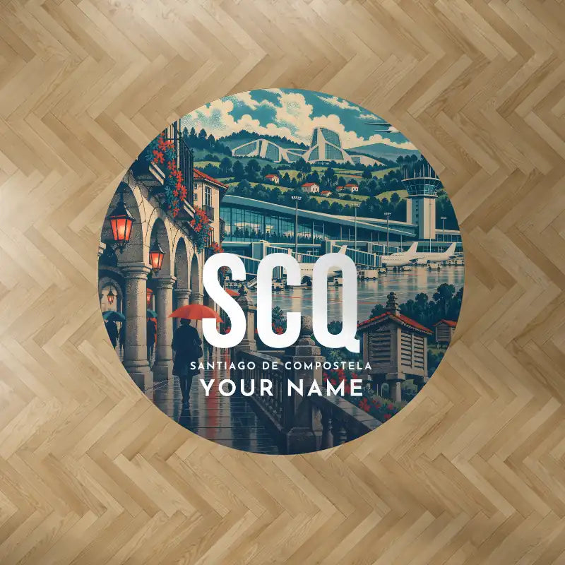 Santiago de Compostela Airport (SCQ) Carpets - Carpet Round - Scene + Name