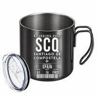 Thumbnail for Santiago de Compostela Airport (SCQ) Stainless Steel Mugs - Boarding Pass - Portable Mug - Black